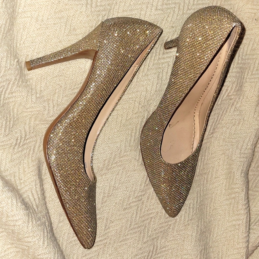 Gold/silver Coach heels size 7.     $125 obo